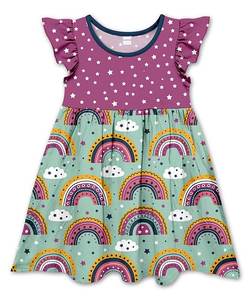 Vestido de Niña con Diseño Personalizado de Patrón de Pez Arcoíris, Vestido con Mangas de Ángel y Perlas - Product Image 5