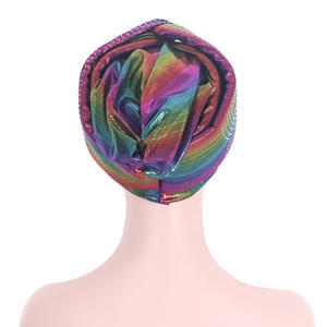 JX-Turban africain Offre Spéciale Gele Hijab Aso Oke Headtie déjà fait Gele foulard musulman Head Wrap femmes chapeau Auto Headtie - Product Image 6