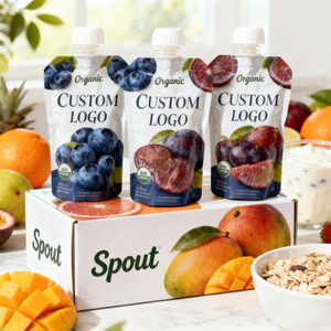 Custom Cardboard Display Box Food Grade 250ml 500ml Stand Up Spout Pouch Candy Juice <b>Packaging</b> <b>Bag</b> - Product Image 1