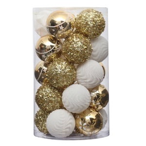 SHUANGYUAN Boules <span class=keywords><strong>de</strong></span> Noël en plastique dorées à paillettes <span class=keywords><strong>de</strong></span> 6 cm, très vendues, décoration suspendue pour arbre <span class=keywords><strong>de</strong></span> Noël - Product Image 2