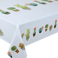 Nappe PVC Minimaliste Motif Cactus et Succulentes, Résistante à l'Usure, Facile à Nettoyer, pour Intérieur et Ameublement Domestique
