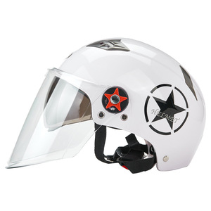 Casco Abierto para Scooter con Visera Larga Transparente, Diseño de Estrellas, Casco de Seguridad para Motocicleta Eléctrica - Product Image 4