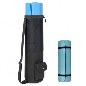 Sac de transport pour tapis de yoga réutilisable avec cordon de serrage, couleur noire, écologique, logo personnalisé, imperméable, fabriqué en usine BSCI - Product Image 2