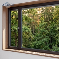 Fenêtre à battant en aluminium au design moderne, isolation thermique, verre trempé pour villa et maison résidentielle