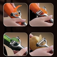 Éplucheur-râpe à pommes de terre manuel multifonctionnel 2-en-1 en acier inoxydable, durable, résistant au four, portable, pour couper les légumes