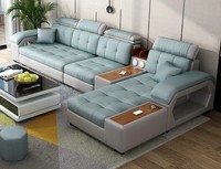 Juego de Sofás Modernos, Muebles de Sala de Estar de Lujo, Diseño Italiano de Lujo, Sofá Moderno en Forma de L, Tapizado en Tela Gris