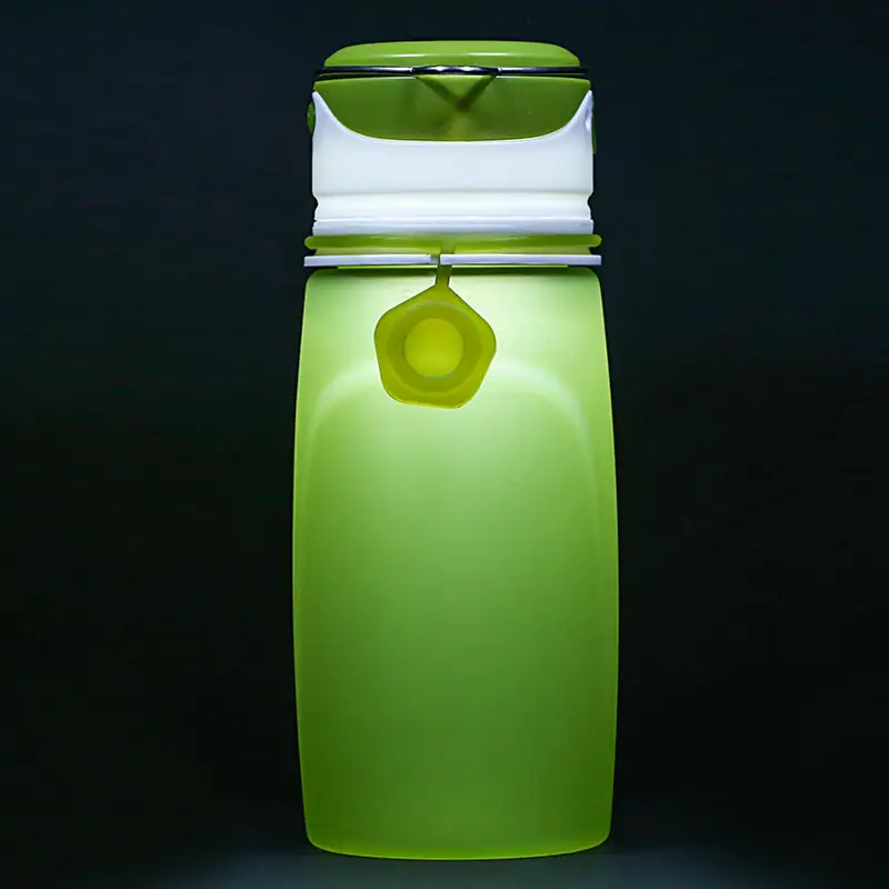 Kean luz e pequena garrafa de água de silicone dobrável com logotipo personalizado