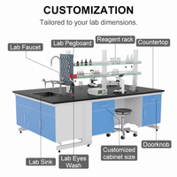 Fournisseur de mobilier de laboratoire : bancs métalliques avec armoire de laboratoire pour salle blanche d'hôpital et laboratoire de pathologie