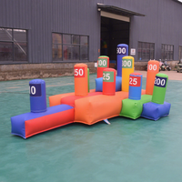 Jeu de lancer d'anneaux gonflables avec piliers de score numérotés, jeu de cible interactif pour carnaval, jeu commercial d'extérieur pour location de fête