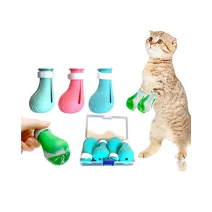 أحذية مضادة للخدش للقطط - 4 قطع أغطية قدم مضادة للخدش من السيليكون قابلة للتعديل واقي من مخلب القطط الأليفة للاستحمام