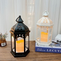 Photophore Rétro Style Européen Ornements Marocains Lampe à Cheval LED Autres Lanternes Bougies pour Atmosphère Lampe à Vent YS
