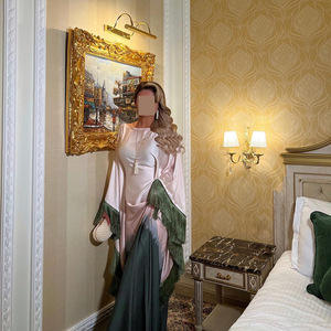 Vestido Largo Abaya Musulmán de Lujo para Mujer, Estilo Medio Oriente, con Borlas, Estampado, Ropa de Segunda Mano, Venta al Por Mayor 2025 - Product Image 5