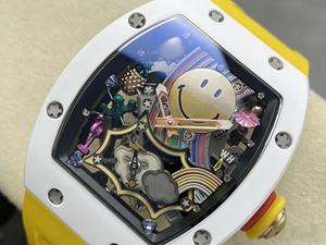 Reloj Mecánico de Lujo de Super Calidad, Resistente al Agua, 41 mm, Movimiento Automático, RM88 Smiley, Esqueleto de Cerámica Blanca - Product Image 3