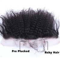 Vente chaude usine : Cheveux humains vierges brésiliens bouclés afro crépus avec closure frontale