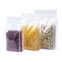 Sac à café refermable à fond plat, transparent, à huit côtés scellés, de qualité alimentaire, résistant à l'humidité, pour aliments