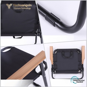 Chaise de jardin pliante avec accoudoirs en bois et siège rembourré, structure en aluminium, mobilier d'extérieur, style décontracté - Product Image 3