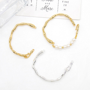 Irregular <b>Bangle</b> Oval Vintage Clasp 18K Gold Plated <b>Copper</b> DIY Jewelry Accessory Unisex Fashion Bracelet Material - Product Image 4