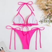Baju Renang Wanita 3D Custom Print Seksi Model Segitiga, Baju Renang V-Neck, Bikini Brasil, Pakaian Pantai Dua Potong