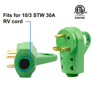 Prise de remplacement mâle 30 ampères pour RV NEMA TT-30P 125 volts poignée de déconnexion 30a RV extrémité de cordon ETL listé vert - Product Image 6