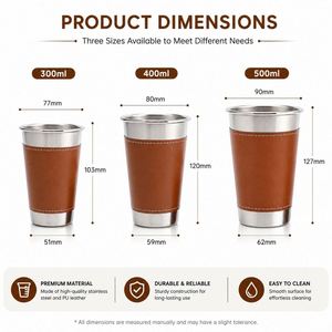 Custom Leather <b>Wrapped</b> Stainless Steel Cup Promotional Corporate Gift Portable Reusable Metal Tumbler for Outdoor Camping - Product Image 3