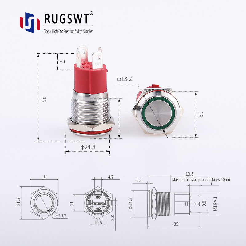 16mm Brass IP67 Waterproof Push Button