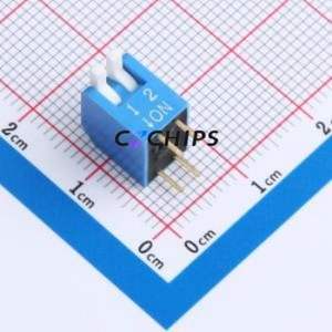 DL-02LT DIP Switch Through hole Component (THT),P=2.54mm Switch Piano Key Single Pole Single Throw 2 2.54mm - Product Image 1