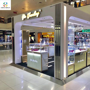 Projeto e iluminação personalizada luxuosa fábrica do kiosk das jóias do centro de compras atacado estilo diferente jóias vidro <span class=keywords><strong>showcase</strong></span> - Product Image 1