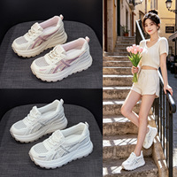 Chaussures tissées respirantes et confortables pour femmes ; Nouvelle collection été 2026 – Baskets blanches décontractées à semelle épaisse de style coréen vintage