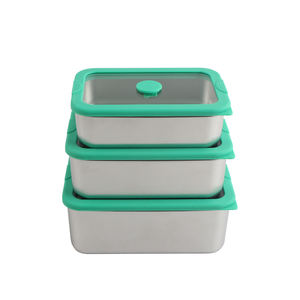 Ensemble de boîtes à lunch en acier inoxydable de haute qualité avec couvercles en silicone hermétiques, contenants de stockage alimentaire anti-fuite, boîte bento écologique - Product Image 3