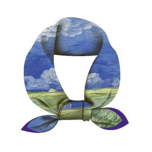 Écharpe <span class=keywords><strong>d</strong></span>écorative multifonctionnelle pour femme de 53 cm, imprimé de la Nuit étoilée de <span class=keywords><strong>Van</strong></span> <span class=keywords><strong>Gogh</strong></span>, imitation soie, écharpe carrée - Product Image 2