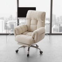 Chaise de bureau pivotante ergonomique en peluche blanche, confort moderne et luxueux avec roulettes, vente chaude pour le bureau, le salon, matériau en tissu