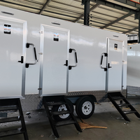 Remorque de toilettes mobiles de luxe commerciale, portable, à double cabine, pour sanitaires de luxe