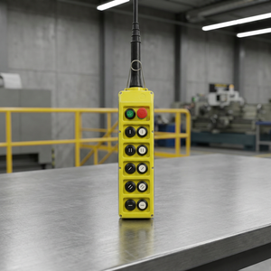 CMK PLB1ODSPL Electronic Yellow Plastic <b>Push</b> <b>Button</b> <b>Switch</b> Station 6 <b>Buttons</b> Black Handle IP65 Industrial Control 440V Eot Crane - Product Image 5
