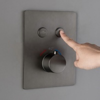 Ensemble de douche en laiton thermostatique gris, cascade murale dissimulée, de luxe, style hôtel, douche de pluie