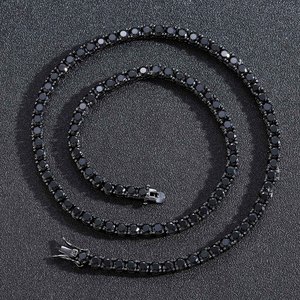 Collar de Tenis Personalizado de Hip Hop, Chapado en Oro Negro, Cadena de Tenis con Circonitas Cúbicas Negras de 4 mm, para Hombre - Product Image 5