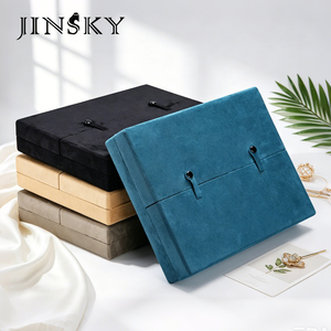 Custom Logo Luxury Suede Jewelry <b>Box</b> Double Door Design Necklace <b>Earring</b> Ring Bracelet Gift Display <b>Box</b> Wholesale - Product Image 4