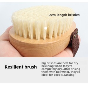 Cepillo de masaje <span class=keywords><strong>seco</strong></span> largo <span class=keywords><strong>y</strong></span> sencillo al por mayor, cepillo corporal de madera natural, cepillos exfoliantes de cerdas de jabalí <span class=keywords><strong>para</strong></span> baño - Product Image 3