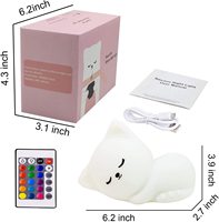 Lampe de nuit LED en forme de chat à commande tactile pour bébé, lumières mignonnes USB rechargeables et télécommandées pour la chambre des enfants