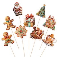 9 Pièces Décorations de Table Festives en Papier (Père Noël, Flocon de Neige) pour Vases de Noël