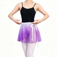 Falda de tul de ballet con degradado, falda de gasa de una pieza con lazo, media falda para práctica de danza para adultos, media falda de práctica.