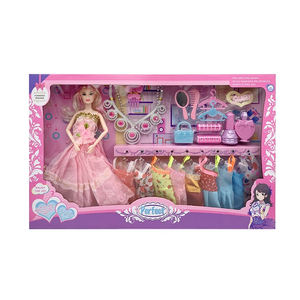 Poupées de mariage pour enfants de style mode, corps solide de 11,5 pouces, avec vêtements suspendus et collier, accessoires miroir sous blister - Product Image 1