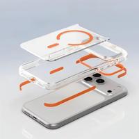 Coque de téléphone magnétique transparente Best-seller pour iPhone 17 Air 16 15 Pro Max, placage acrylique, pare-chocs robuste, dos rigide transparent