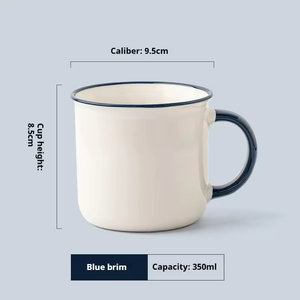 Mug en céramique moderne pour <span class=keywords><strong>le</strong></span> bureau à domicile, grand, fait à la main, capacité de 350 ml, variété de couleurs - rouge, bleu, vert, rose, blanc, noir, design <span class=keywords><strong>mignon</strong></span> - Product Image 5
