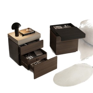 Mesita de Noche Italiana Minimalista de Madera de Nogal con Compartimentos Ocultos, Mueble de Dormitorio con Almacenamiento Versátil - Product Image 5