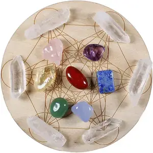 Rockcloud Chakra Therapy Starter Collection 20 Pcs Healing Crystals kit Raw Stones Rock Quartz Points Metatron's Cube
