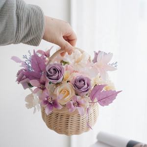 Home Party Decor Boda Flor Niña Cestas Cesta de flores tejida a mano con asa - Product Image 4