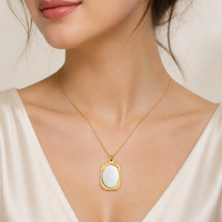 Zhongzhe Miroir Personnalisé Pendentif Collier En Acier Inoxydable Miroir Cadre Géométrique DIY Laser Lettrage Pendentif Collier Bijoux