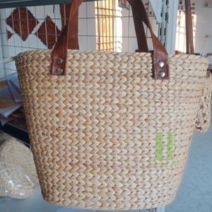 <b>Boho</b> Vintage <b>Handbag</b> Beige Water Hyacinth Bag <b>Boho</b> Straw <b>Handbag</b> Summer Beach Bag From HNH Craft Vietnam - Product Image 1