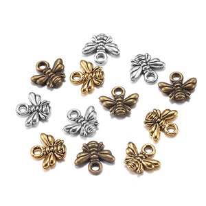 จี้รูปผึ้ง โลหะผสมสังกะสี ขนาด 10x11 มม. สีเงินโบราณ สีทอง สีบรอนซ์  อะไหล่เครื่องประดับ ตัวเชื่อมต่อ อุปกรณ์ DIY - Product Image 1