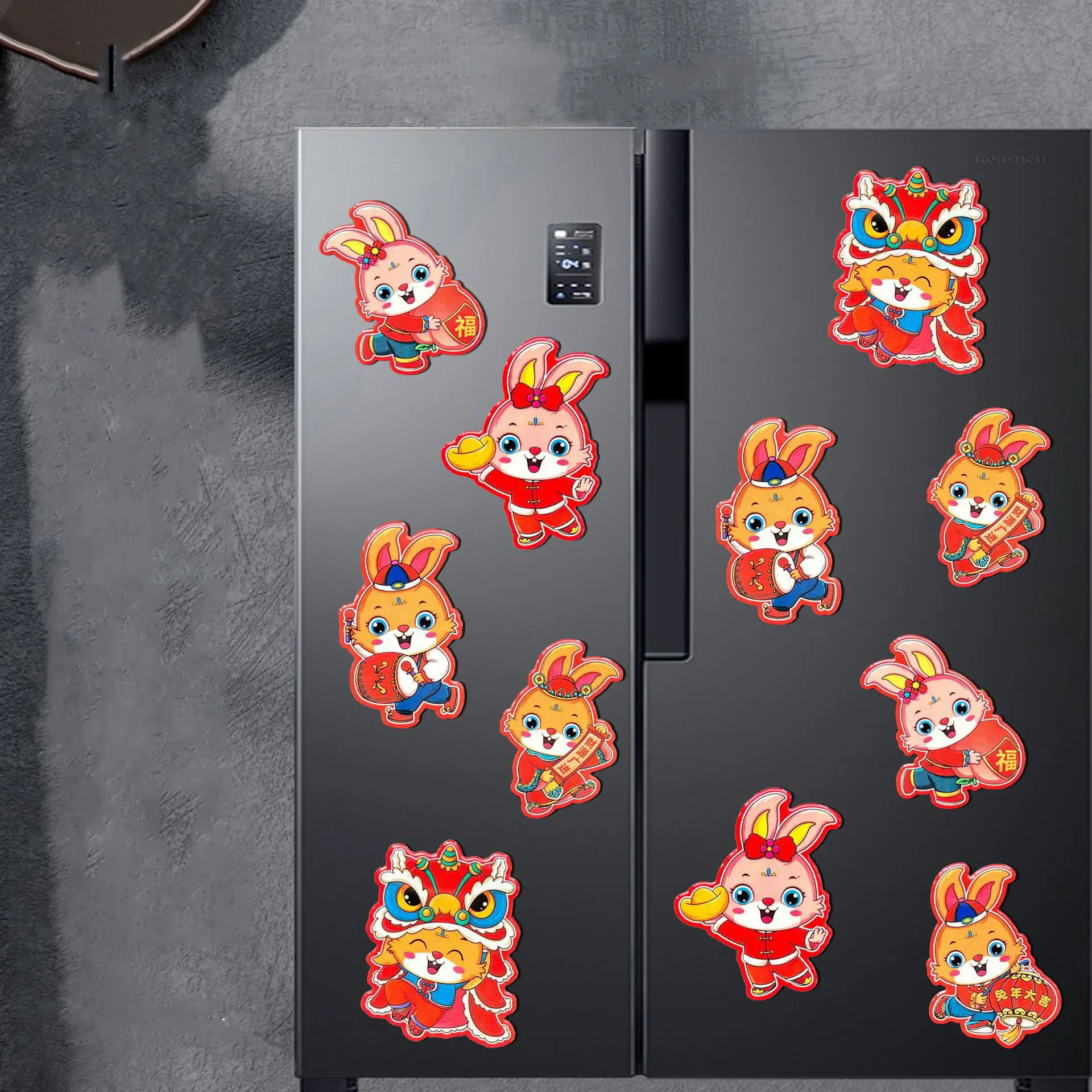 2023 marka yeni promosyon kişiselleştirilmiş sevimli karikatür tavşan yıl özel 3d metal buzdolabı mıknatısı